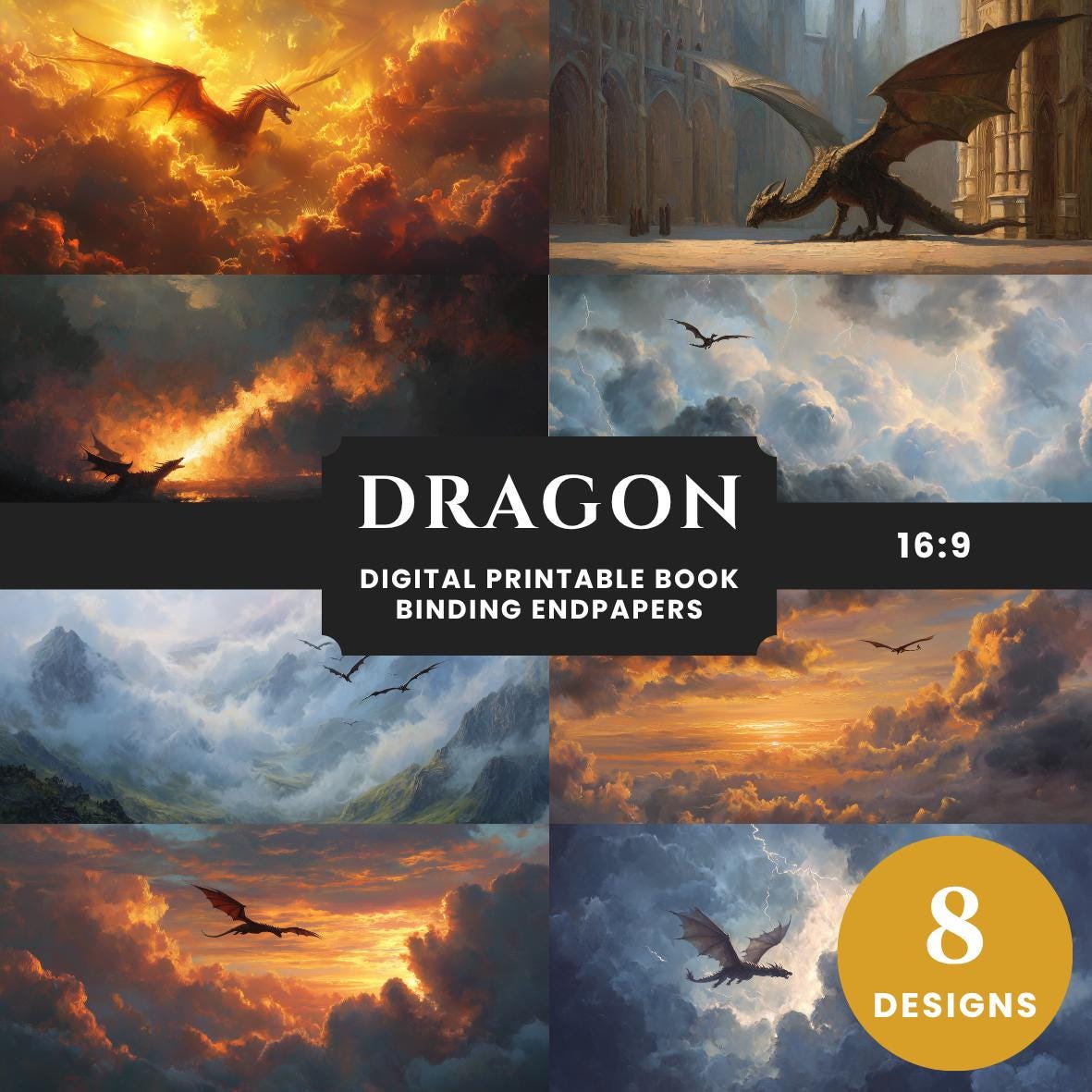 Fantasy Dragons Digital Endpaper Bundle