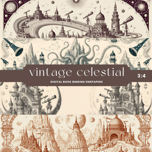 Celestial Toile Digital Endpaper Collection