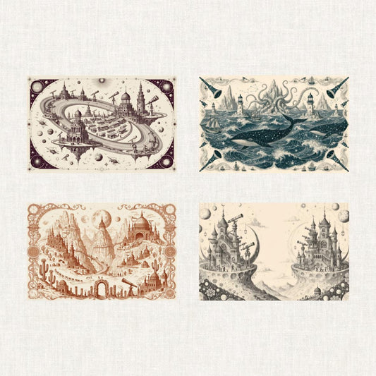 Celestial Toile Digital Endpaper Collection